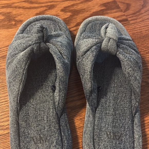 Zara women’s textile denim blue knot slide sandals flat NWOT size 7 - Picture 10 of 10